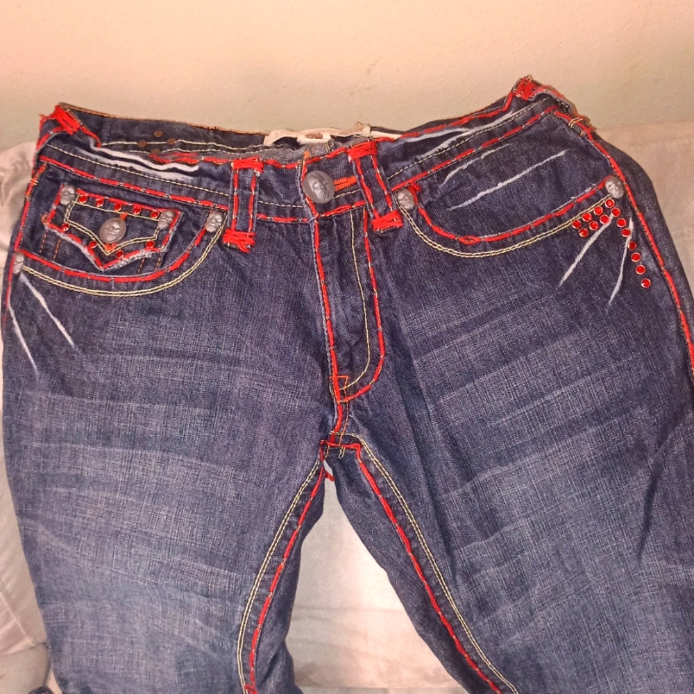 laguna beach men's jeans with red swavorski crystals size 32x31